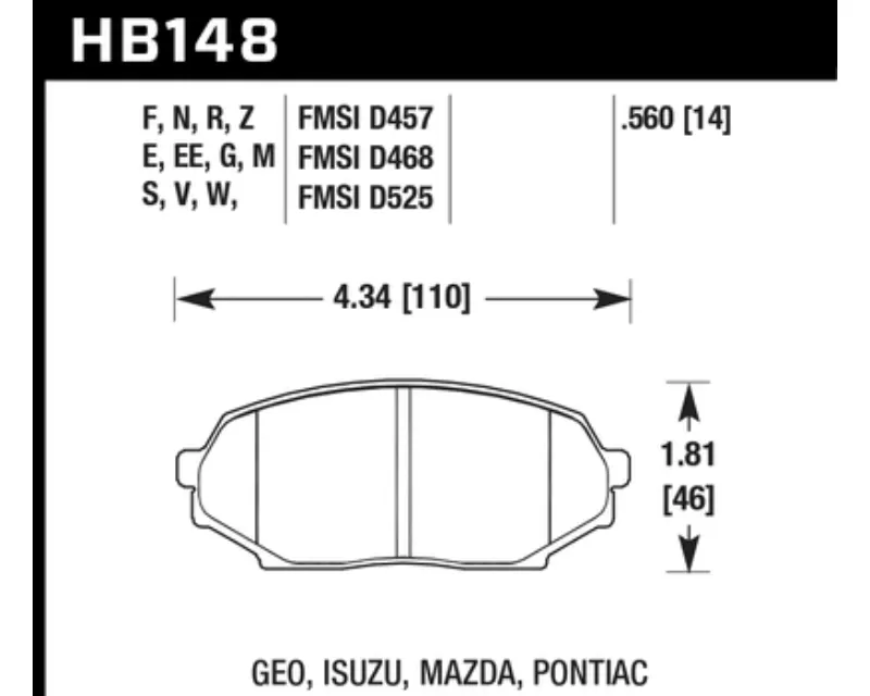 Hawk Performance Black Mazda Miata Front 1990-1993 - HB148M.560