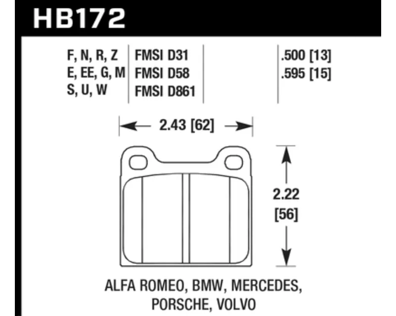 Hawk Performance Disc Brake Pad - HB172F.595