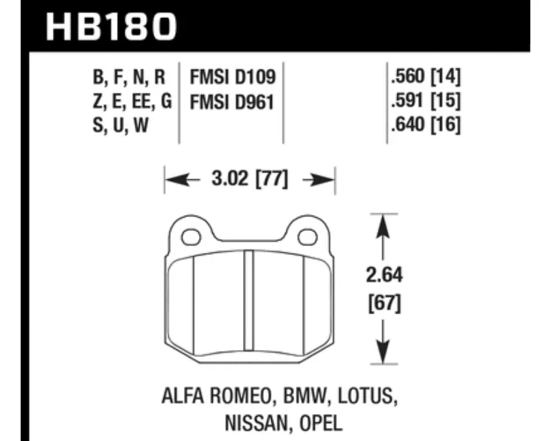 Hawk Performance DTC-60 Rear - HB180G.640