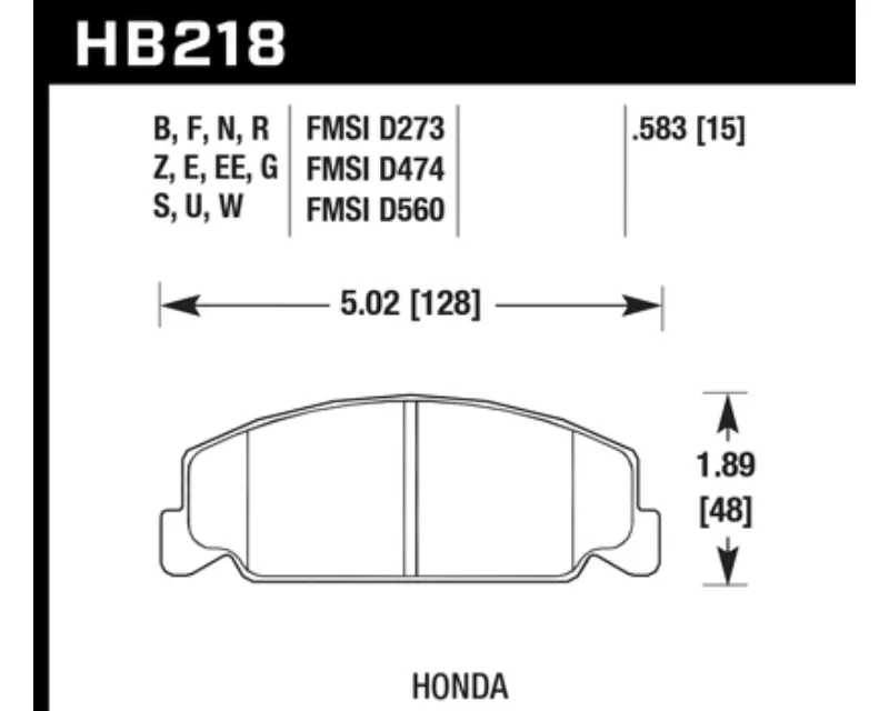 Hawk Performance HPS 5.0 Honda Front - HB218B.583