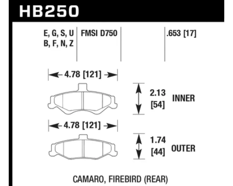 Hawk Performance HPS Rear - HB250F.653