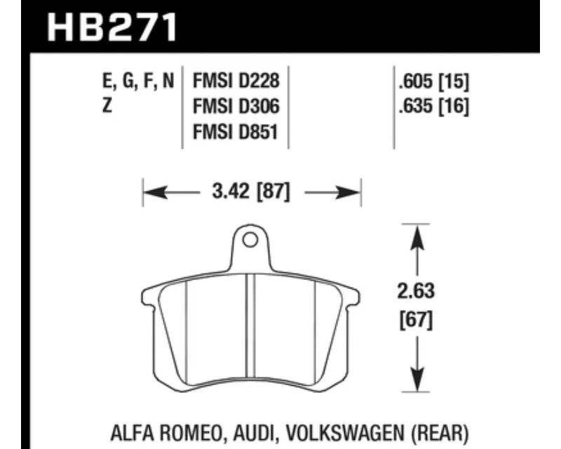 Hawk Performance HPS Audi 80 Rear 1988 - HB271F.635