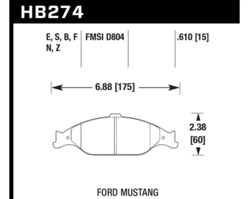 Hawk Performance HPS Ford Mustang Front 1999-2004 - HB274F.610