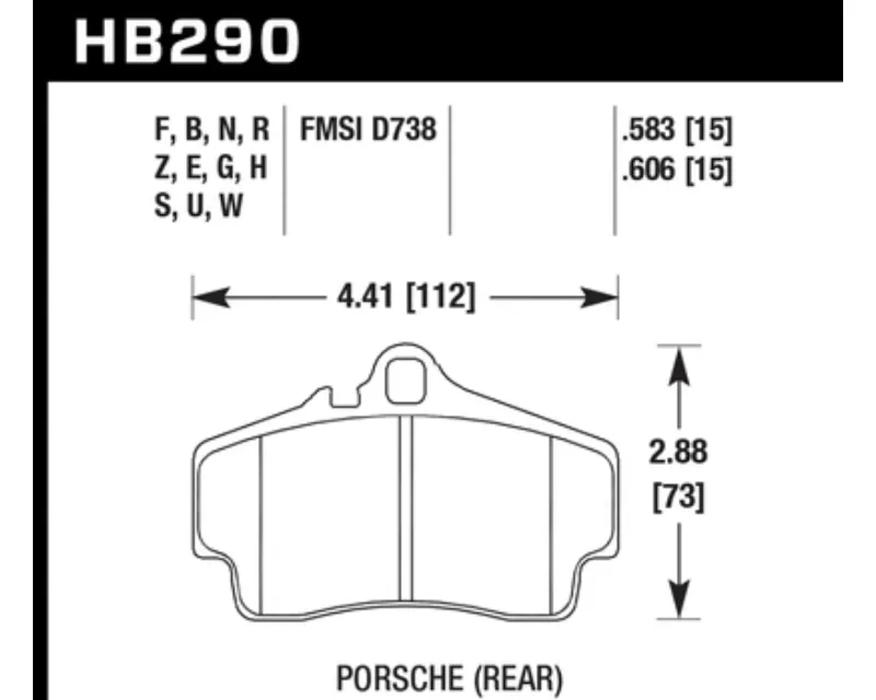 Hawk Performance PC Porsche Rear - HB290Z.606