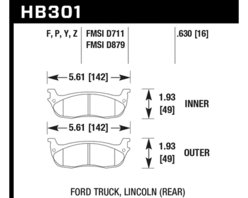 Hawk Performance HPS Rear - HB301F.630