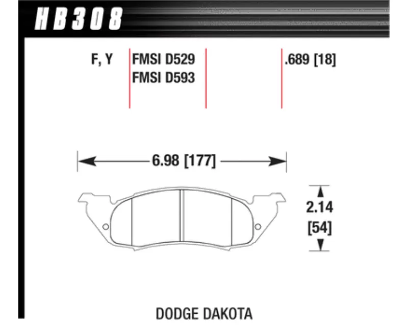Hawk Performance LTS Dodge Dakota Front 1991-1998 - HB308Y.689