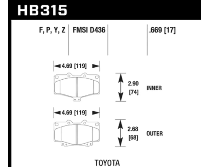 Hawk Performance HPS Toyota Front - HB315F.669