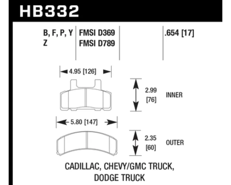 Hawk Performance LTS Front - HB332Y.654