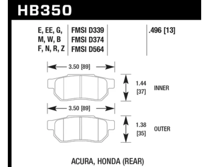 Hawk Performance HPS Rear - HB350F.496
