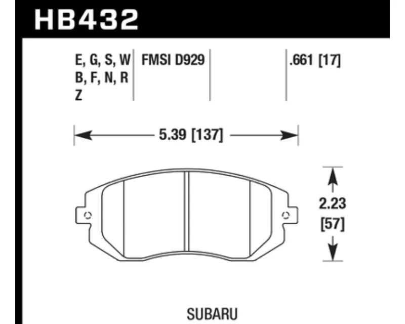 Hawk Performance PC Subaru Front - HB432Z.661