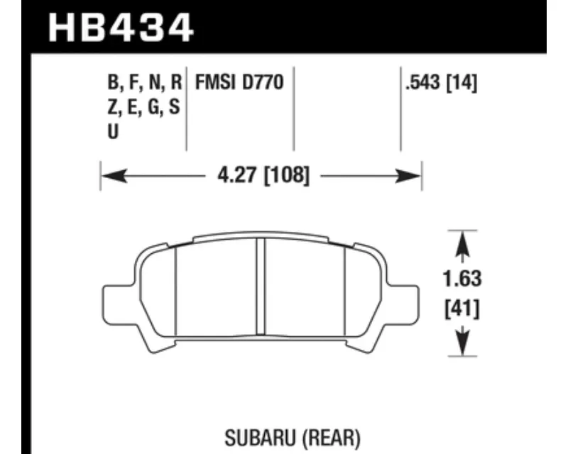 Hawk Performance HP Plus Subaru Rear - HB434N.543