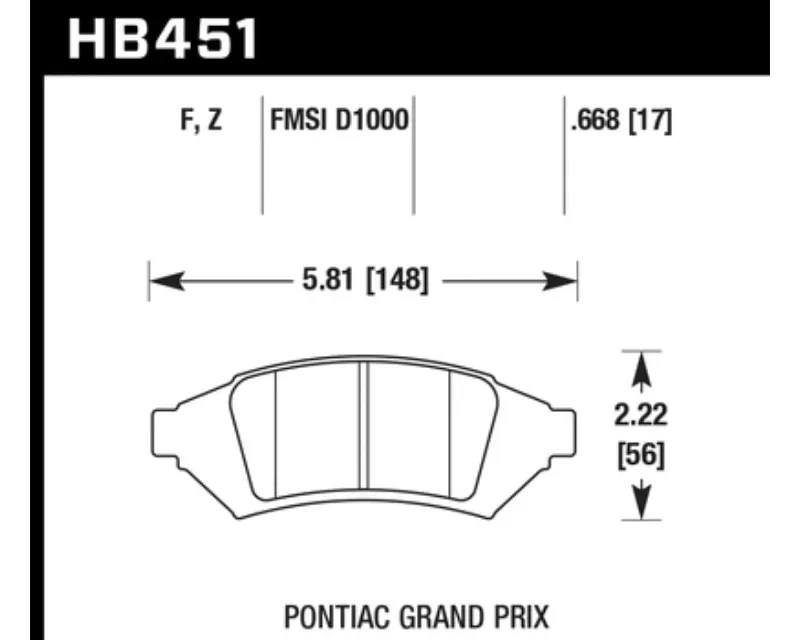 Hawk Performance PC Pontiac Grand Prix Front 2004 - HB451Z.668