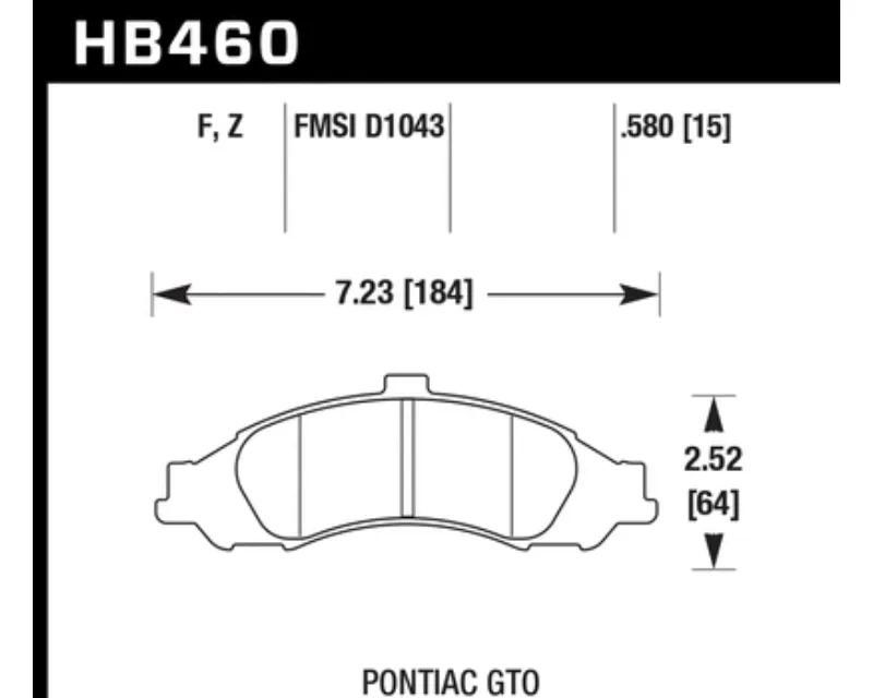Hawk Performance PC Pontiac GTO Front 2004 - HB460Z.580
