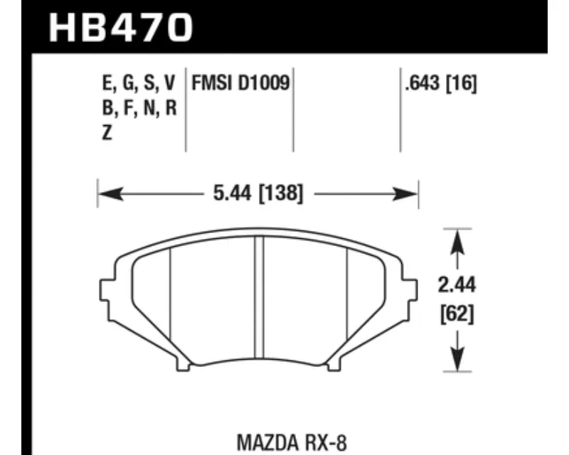 Hawk Performance HPS 5.0 Mazda RX-8 Front 2004-2011 - HB470B.643