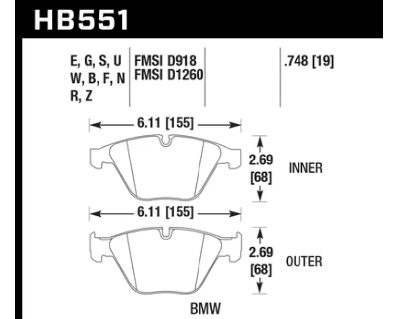 Hawk Performance HT-10 BMW Front - HB551S.748