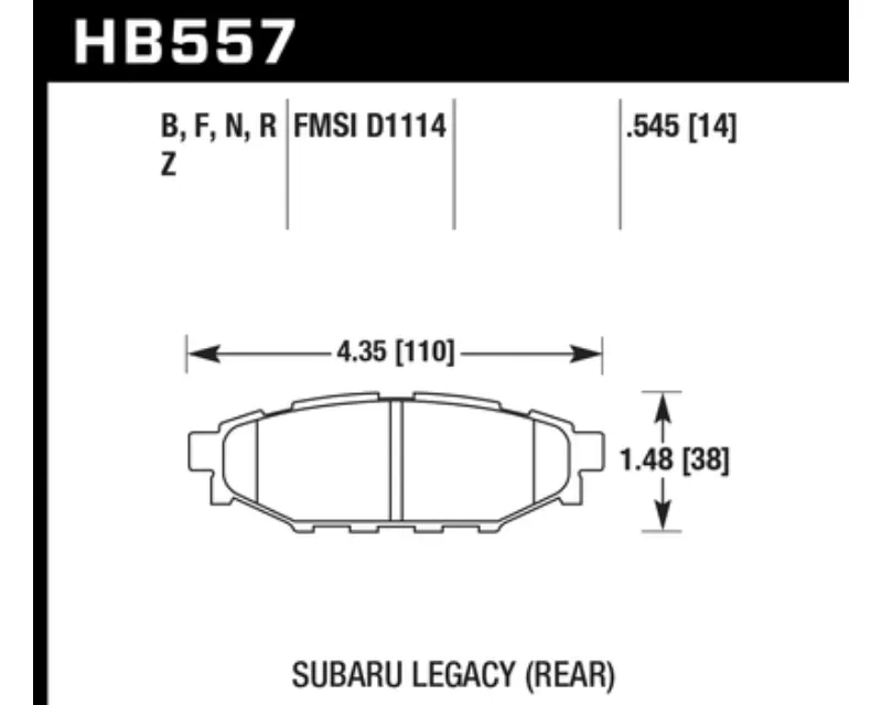 Hawk Performance PC Subaru Rear - HB557Z.545