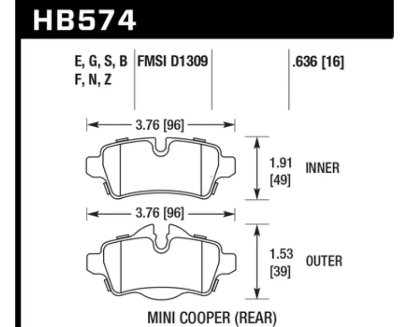 Hawk Performance HPS Mini Rear - HB574F.636