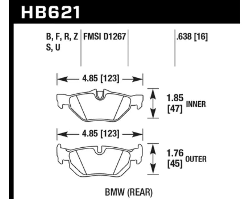 Hawk Performance PC BMW Rear - HB621Z.638