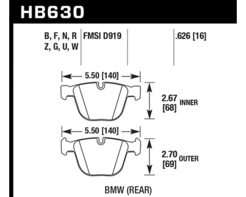 Hawk Performance DTC-70 BMW Rear - HB630U.626
