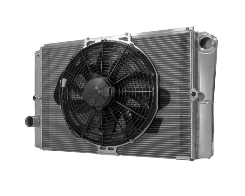 C&R 19mm Oil Cooler/27mm 28x16.5" Denso Closed/14" Spal Fan Late Model Racing Radiator Module Ford - 848-28166
