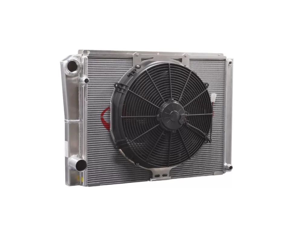 C&R 19mm Oil Cooler/27mm 28x16.5" Denso Closed/16" Spal Fan Late Model Racing Radiator Module Ford - 848-28192