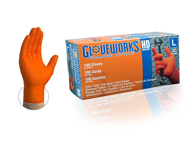 Gloveworks Orange Nitrile Gloves 55 9870 075 - 55 9870 075