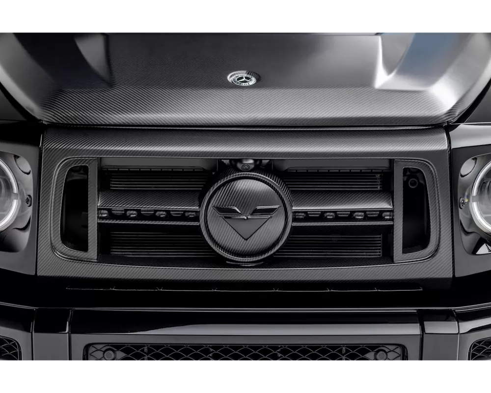 Vorsteiner Glossy Carbon Fiber PP 2x2 Front Grille w/ Separate Center V Part Piece Mercedes Benz G63 AMG 2018+ - MEV2005