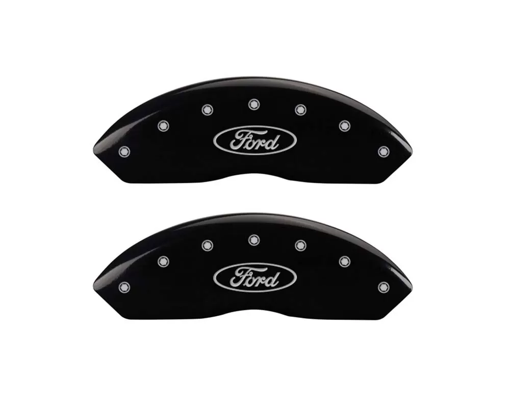 MGP Caliper Covers Front Set of 2: Black finish, Silver Ford Oval Logo Ford Focus ST 2011 - 10155FFRDBK