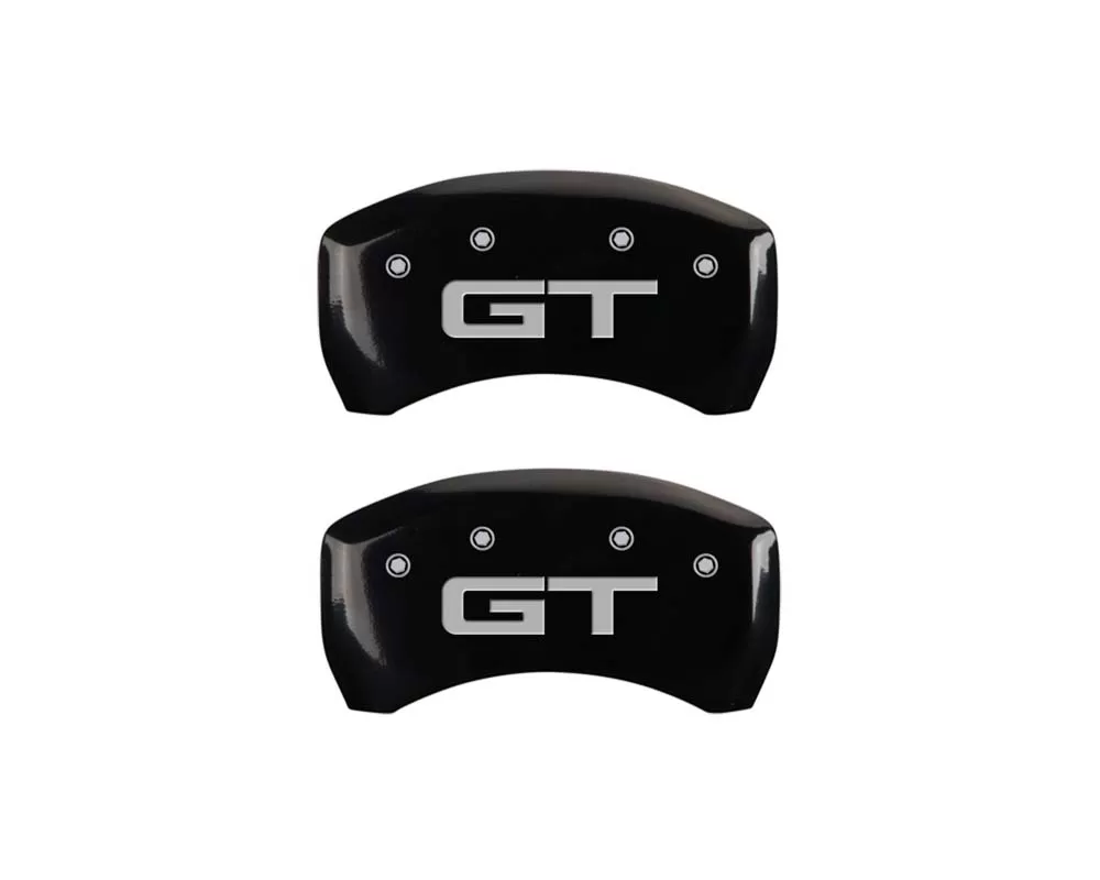 MGP Caliper Covers Rear Set of 2: Black finish, Silver Mustang / GT (2015-2022) Ford Mustang EcoBoost 2015-2022 - 10203R2MGBK