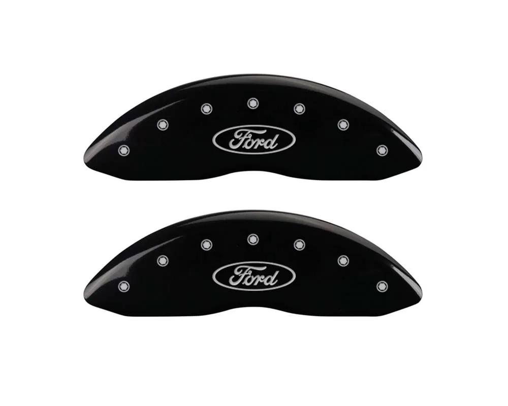 MGP Caliper Covers Front Set of 2: Black finish, Silver Ford Oval Logo Ford Ranger 2011-2012 - 10232FFRDBK