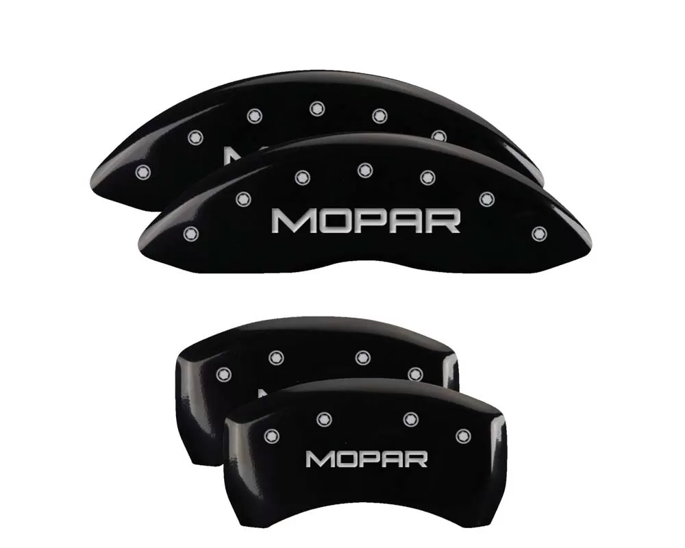 MGP Caliper Covers Set of 4: Black finish, Silver MOPAR Dodge - 12001SMOPBK