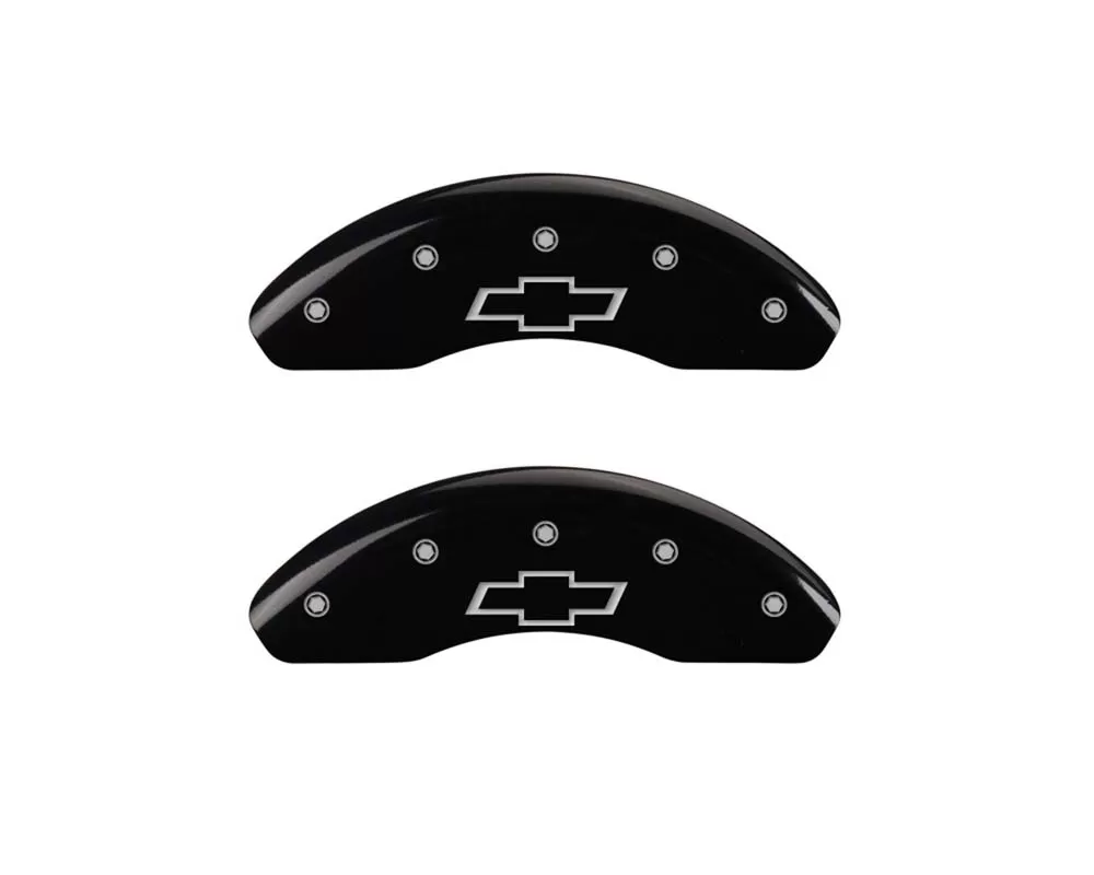 MGP Caliper Covers Front Set of 2: Black finish, Silver Bowtie Chevrolet Astro 1997-2002 - 14001FBOWBK