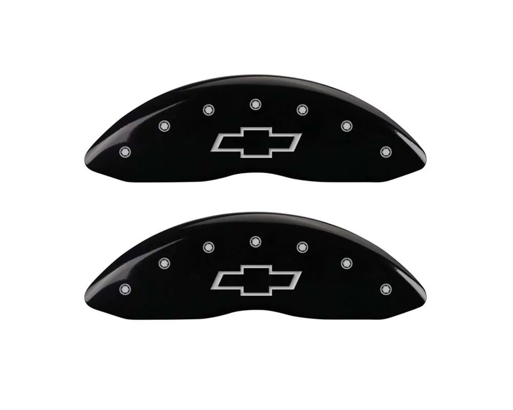 MGP Caliper Covers Front Set of 2: Black finish, Silver Bowtie Chevrolet Silverado 1500 2007-2013 - 14207FBOWBK