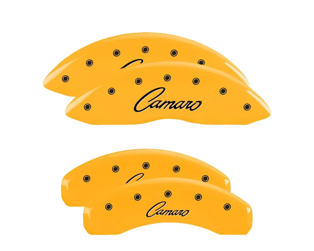 MGP Caliper Covers Set of 4: Yellow finish, Black Camaro / Camaro (Cursive) Chevrolet Camaro ZL1 2019 - 14240SCCSYL