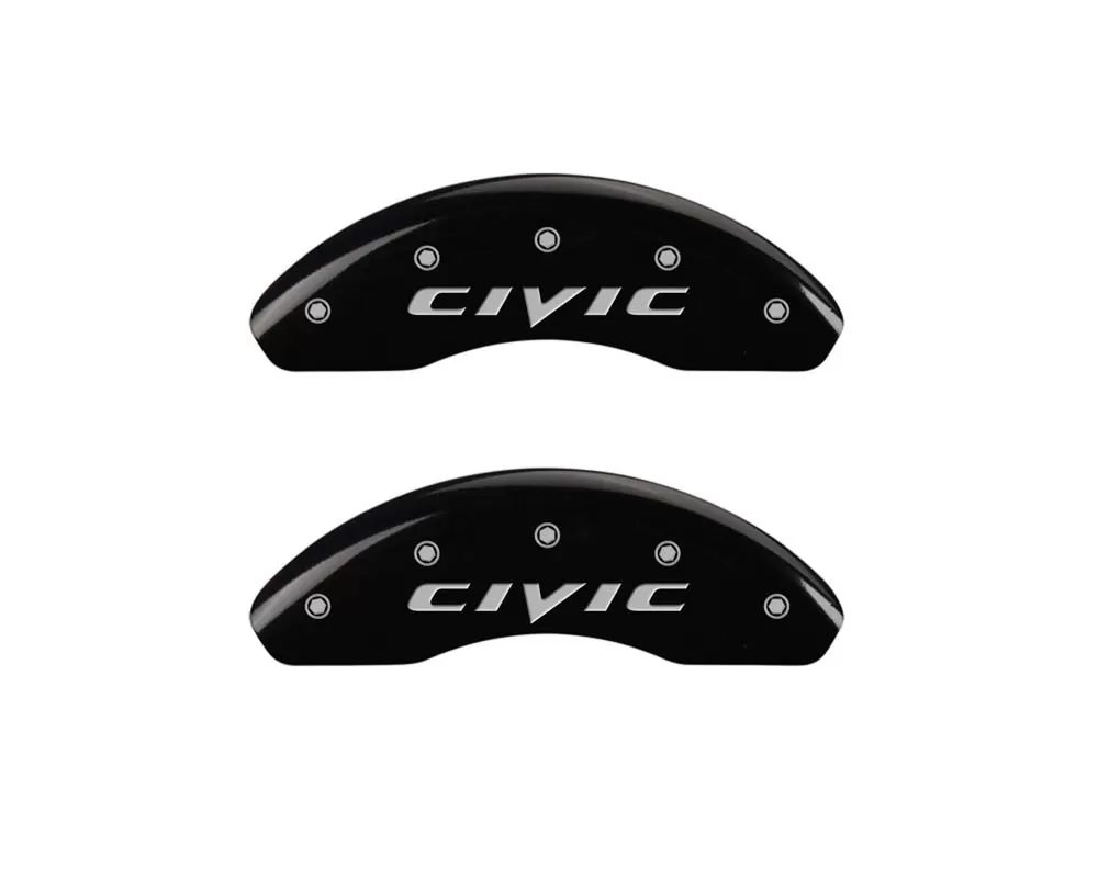 MGP Caliper Covers Front Set of 2: Black finish, Silver Honda Civic (2015) Honda Civic 2006-2011 - 20143FCIVBK