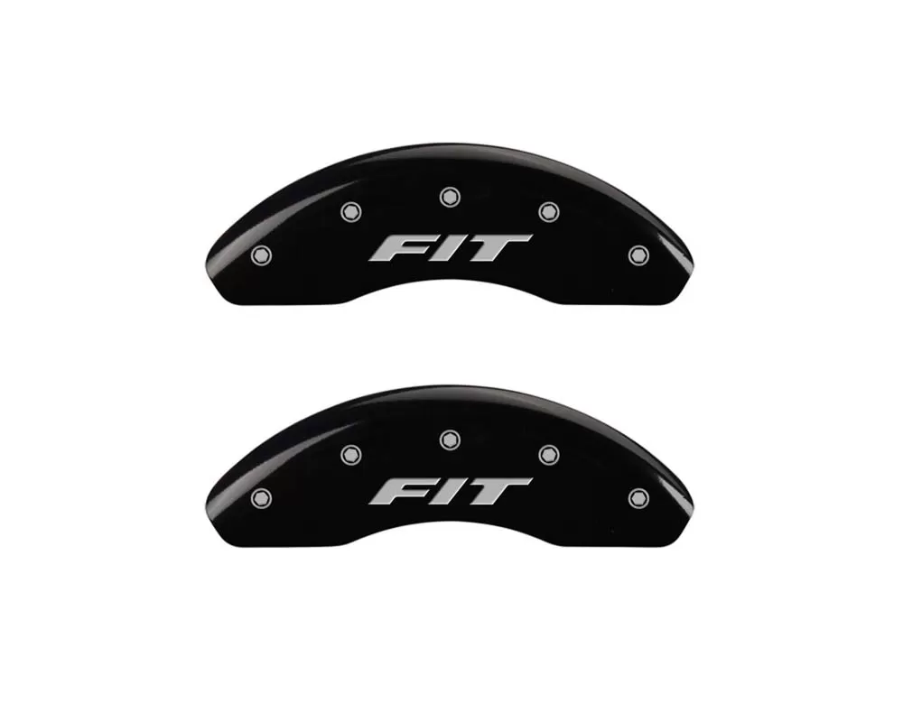 MGP Caliper Covers Front Set of 2: Black finish, Silver Fit (Front Only) Honda Fit 2009-2019 - 20208FFITBK