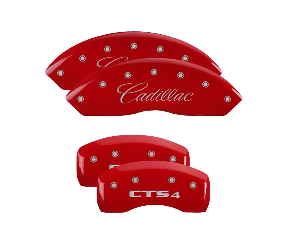 MGP Caliper Covers Set of 4: Red finish, Silver Cadillac / CTS4 Cadillac - 35010SCT4RD