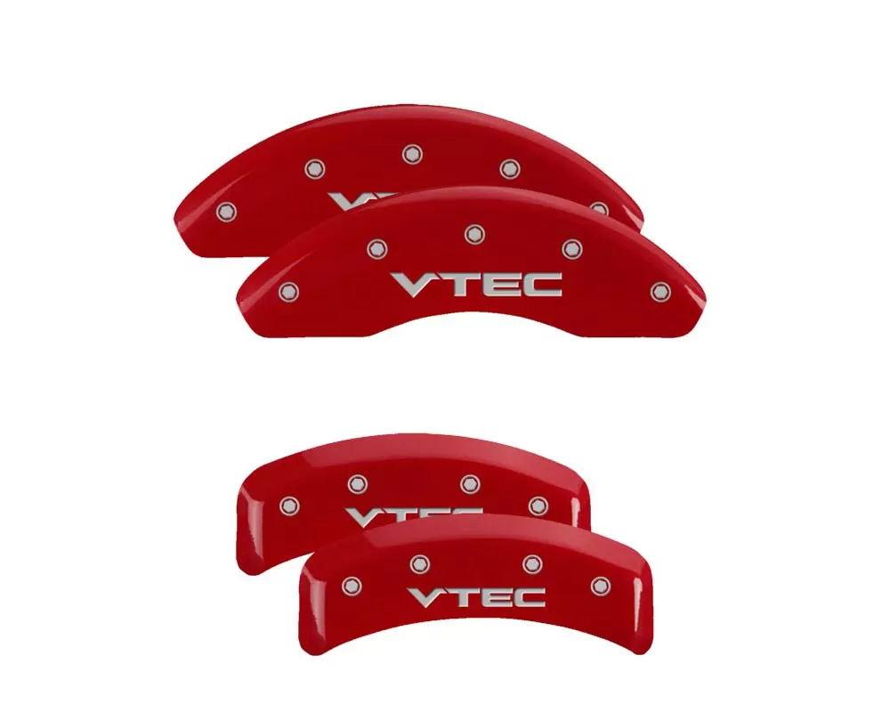 MGP Caliper Covers Set of 4: Red finish, Silver VTEC Acura - 39002SVTCRD