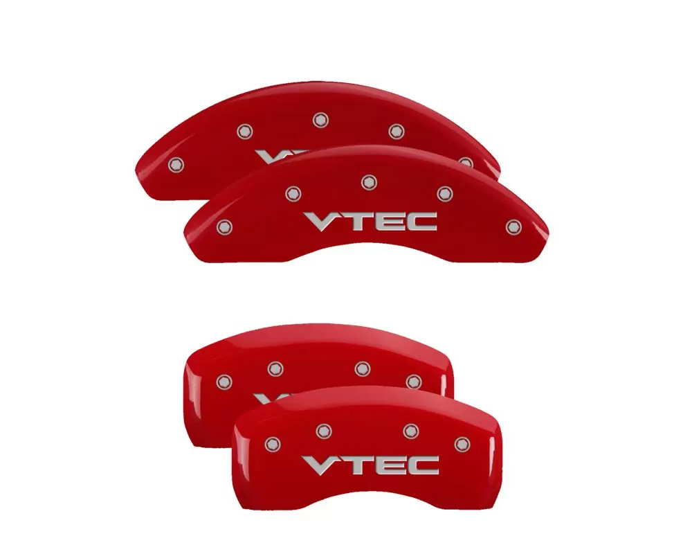 MGP Caliper Covers Set of 4: Red finish, Silver VTEC Acura - 39003SVTCRD