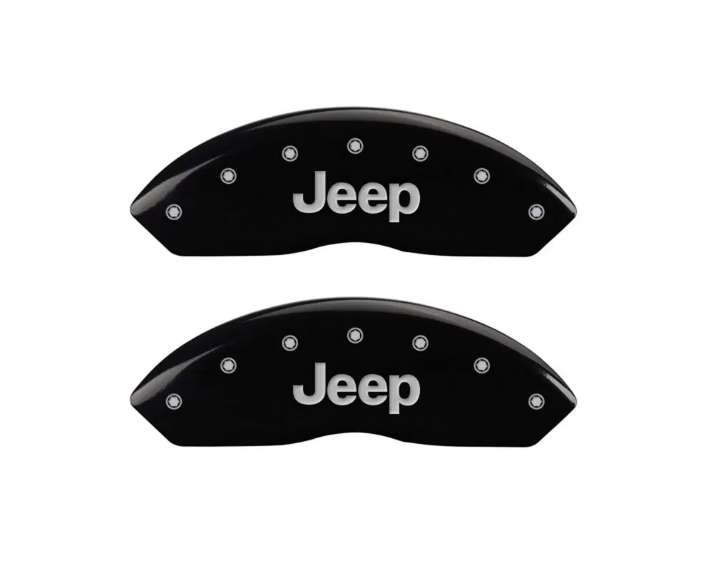 MGP Caliper Covers Front Set of 2: Black finish, Silver JEEP Jeep Wrangler 1997-2006 - 42009FJEPBK