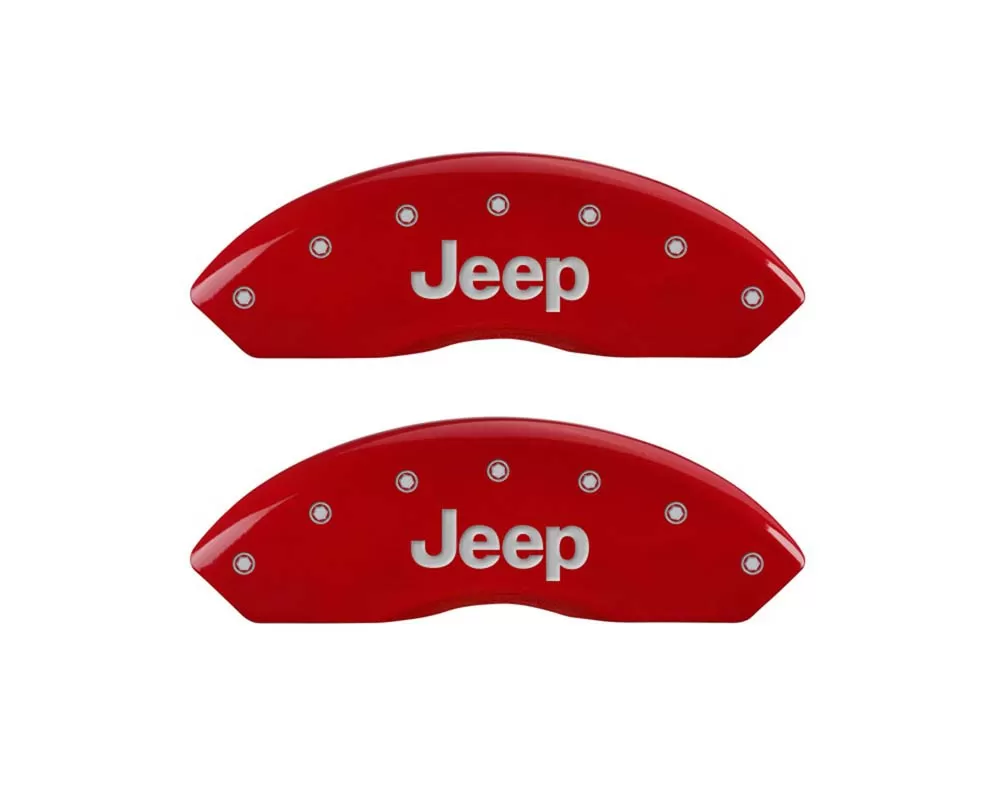 MGP Caliper Covers Front Set of 2: Red finish, Silver JEEP Jeep Wrangler 1997-2006 - 42009FJEPRD