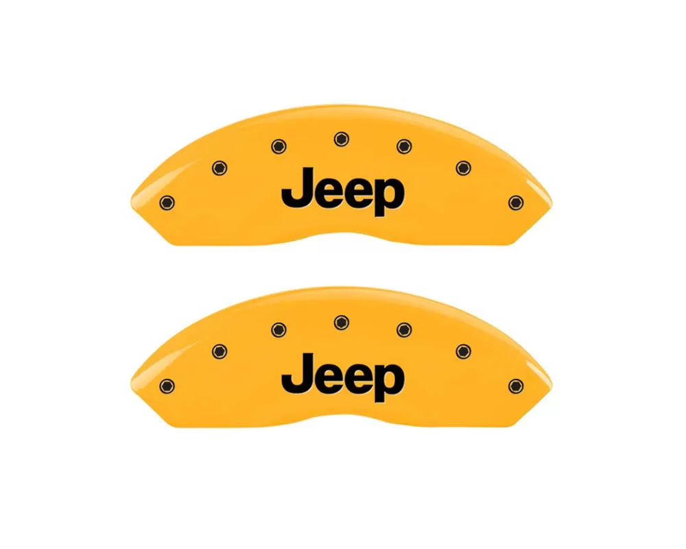 MGP Caliper Covers Front Set of 2: Yellow finish, Black JEEP Jeep Wrangler 1997-2006 - 42009FJEPYL