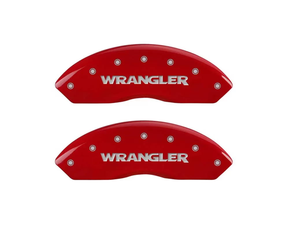 MGP Caliper Covers Front Set of 2: Red finish, Silver WRANGLER Jeep Wrangler 1997-2006 - 42009FWRGRD