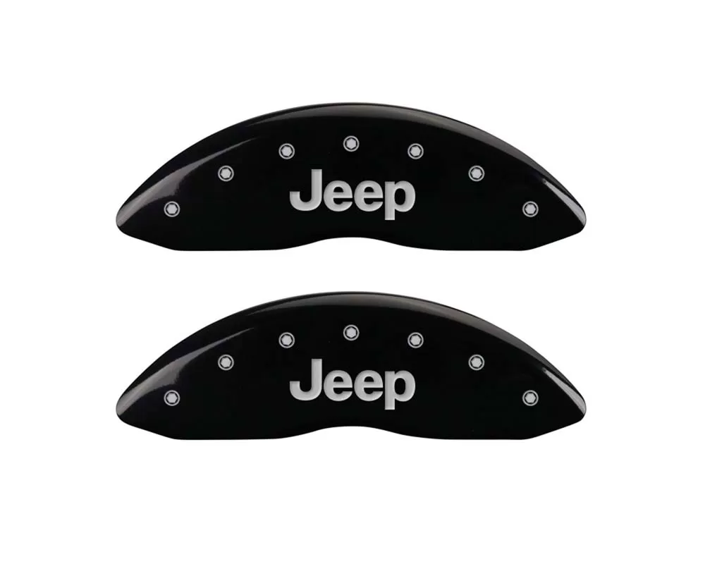 MGP Caliper Covers Front Set of 2: Black finish, Silver JEEP Jeep - 42011FJEPBK