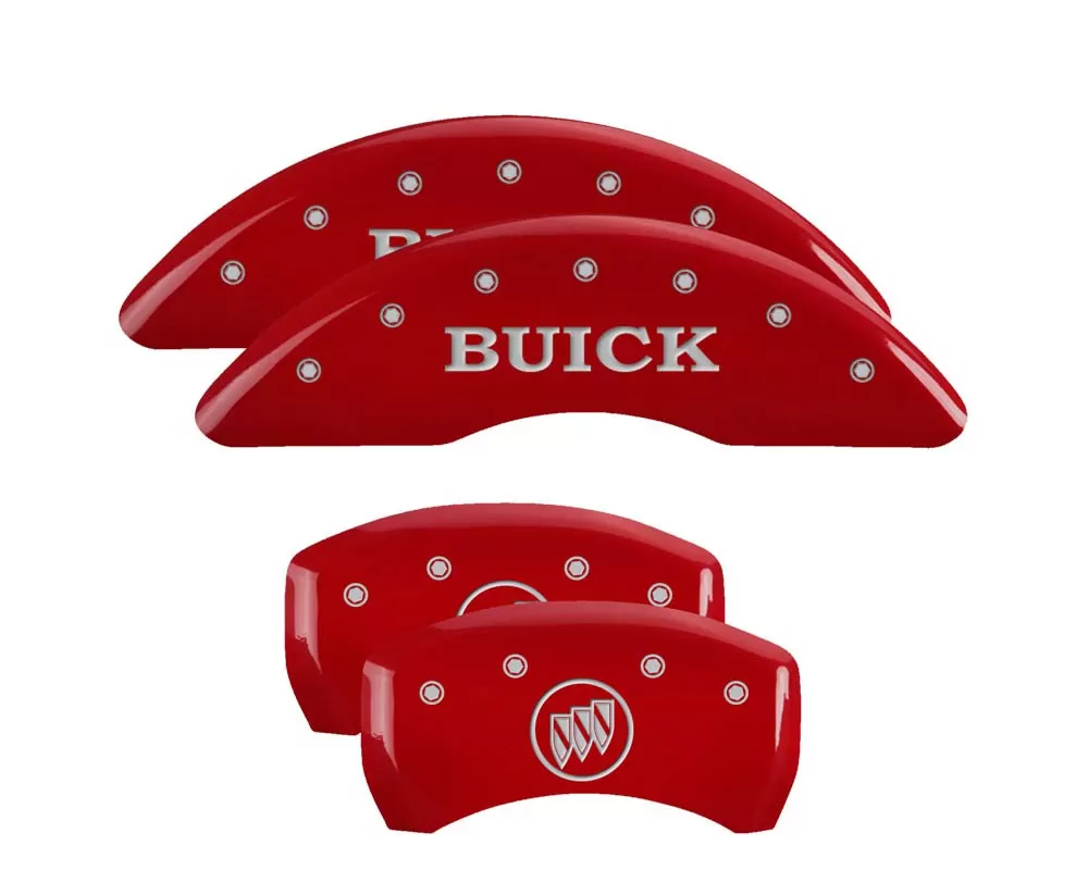 MGP Caliper Covers Set of 4: Red finish, Silver Buick / Buick Shield Logo Buick Enclave 2018-2020 - 49013SBSHRD