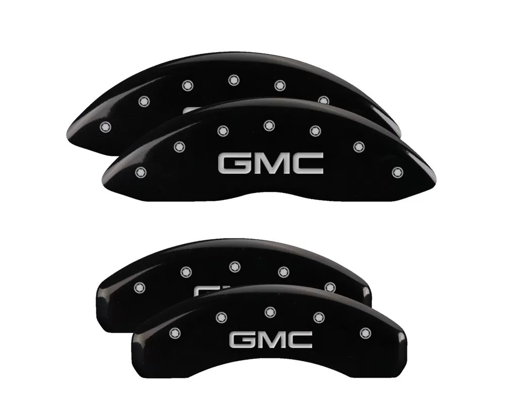 MGP Caliper Covers Front & Rear Brake Caliper Covers w/ GMC Engraving (34221S) GMC Yukon | Yukon XL 2021-2022 - 34221SGMCBK