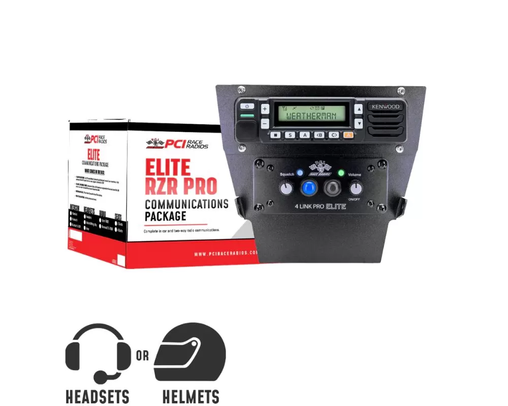 PCI Race Radios 2 Person Bluetooth Elite Communications Package w/ Helmet Wiring Kits & Kenwood Radio Polaris RZR Pro R - 4126