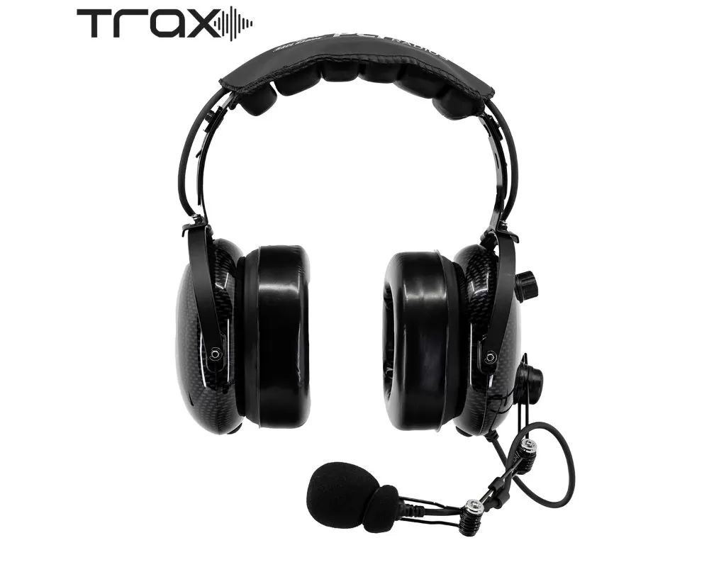 PCI Race Radios Trax G2 Stereo OTH Volume Control Headset w/ Cloth Ear Covers & Gel Ear Seals - 5034