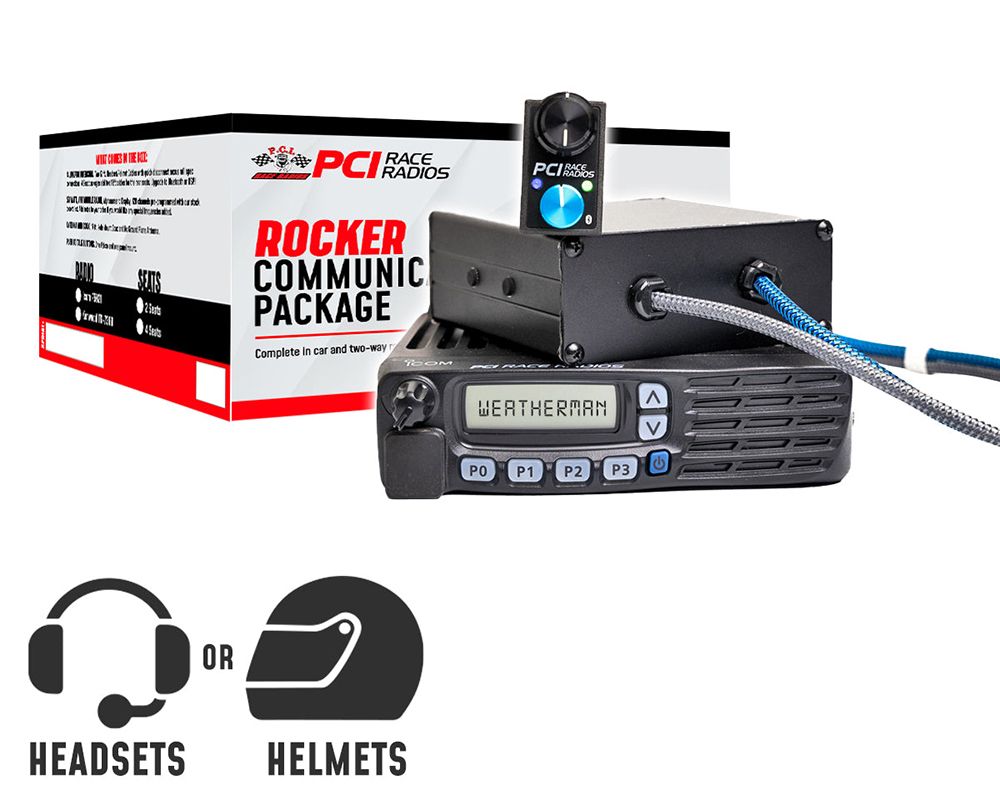 PCI Race Radios 2 Seats Rocker Elite Intercom System Package w/ ICOM F5021 Radio & Helmet Wiring Kits - 4499