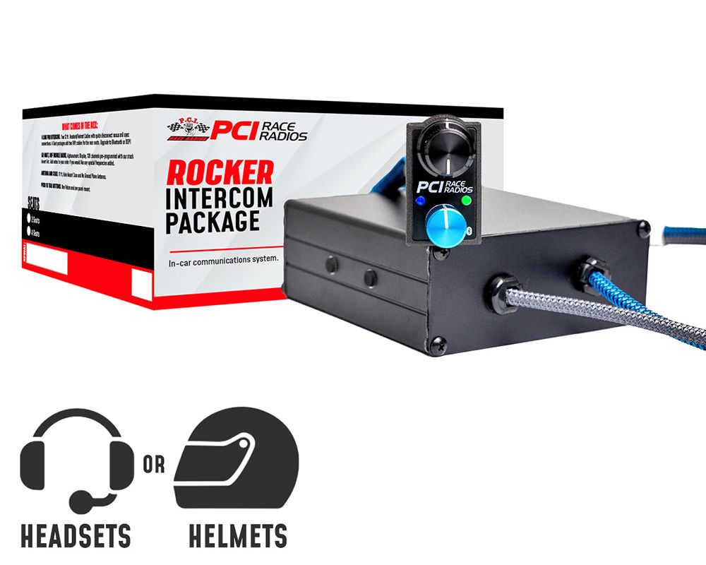 PCI Race Radios 2 Seats Rocker Trax Stereo Intercom Package w/ Helmet Wiring Kits - 4493